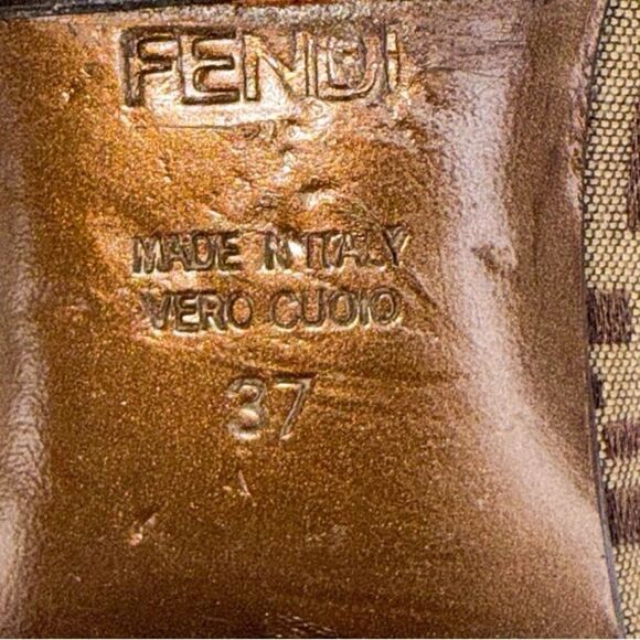 FENDI Brown Monogram FF Zucca Canvas Pointed Toe Ballet Flats Size IT37 - Picture 9 of 11